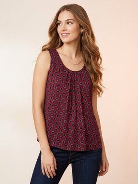 Talbots Women's Sleeveless Tank Top Size 6 100% Silk Polka Dot Career Chic